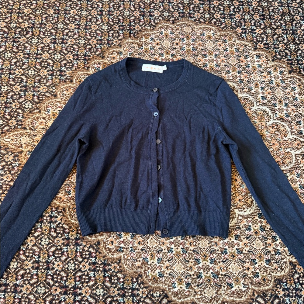 Tory Burch Navy Blue Button-Front Cardigan
